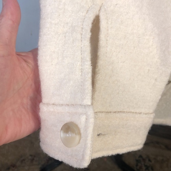 OAK & FORT Thick Rayon Wool Blend Long Sleeve Pointed Collar Button Down Shacket - Picture 7 of 15